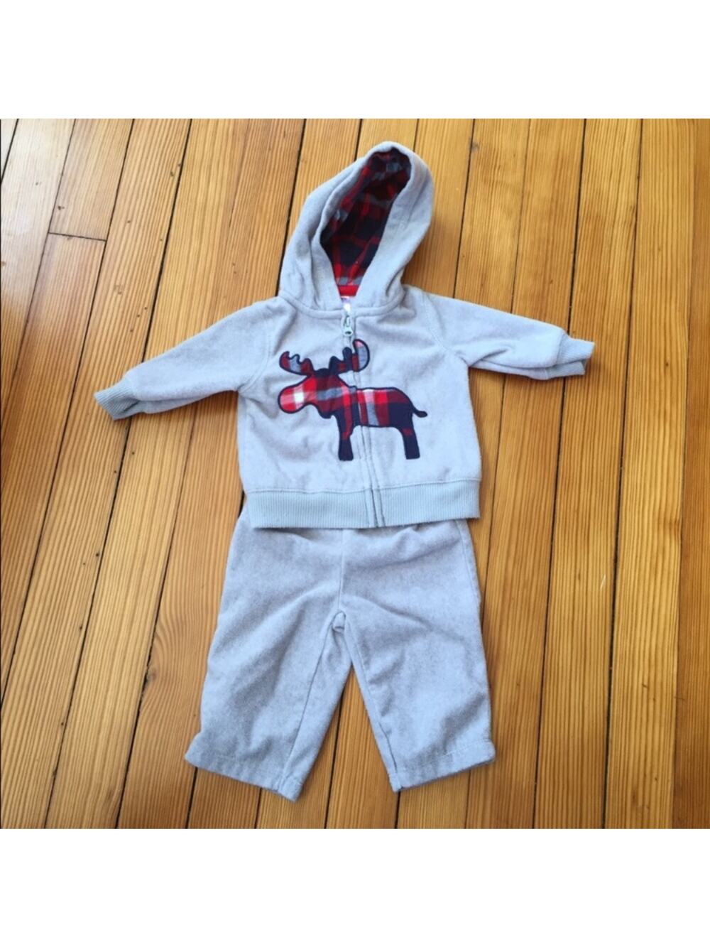 Carter’s 2 Piece Grey Fleece Moose Hoodie Set